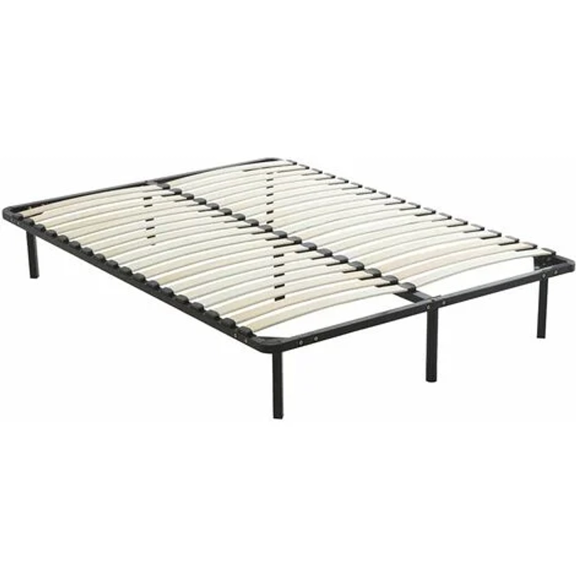 Sommier à Lattes sur pieds DEWINNER - Lit 140x190cm - 7 Pieds Inclus - Noir