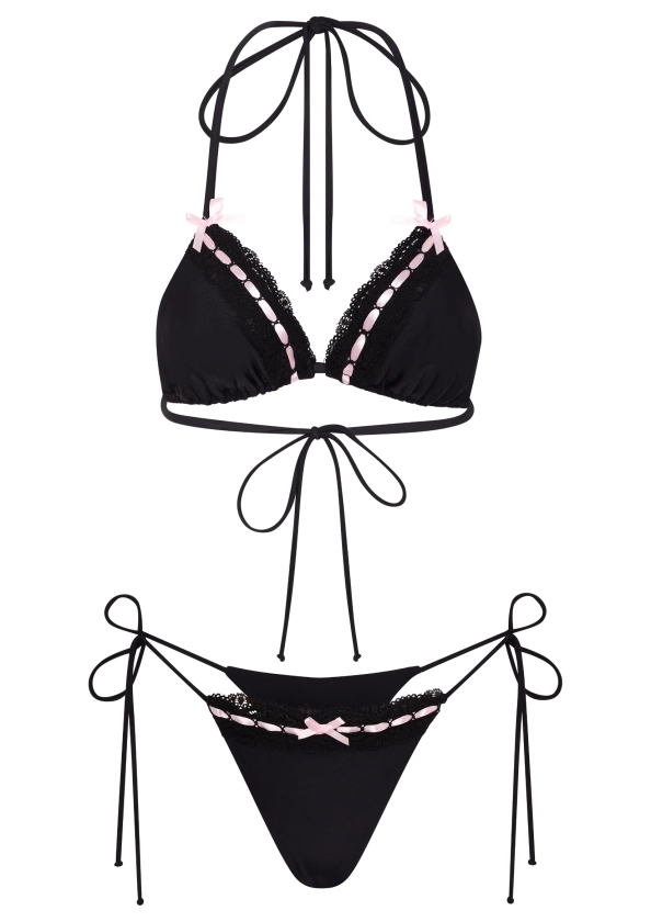 NiiHAi Ltd — LINGERIE BIKINI IN BLACK & PINK