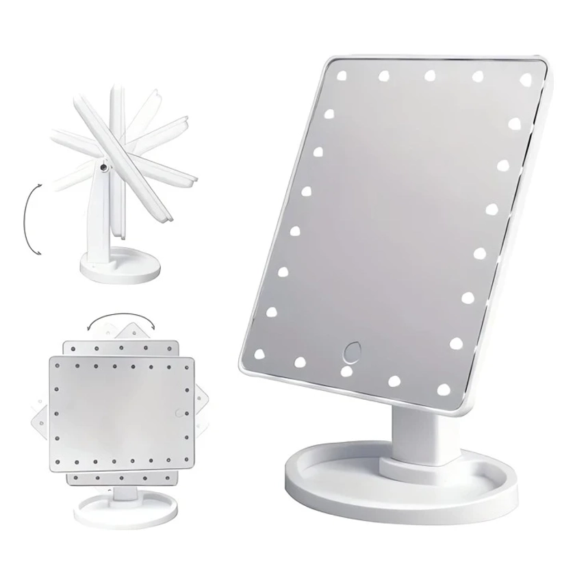 1PC 16LED USB/Battery Dual Use Makeup Mirror Light, Desktop Mirror Surface Rotatable Makeup Mirror Light 3-Speed Touch Screen Vanity Mirror, Brightness Adjustable Cosmetic Light Up Mirror, Portable Dormitory Bedroom Desktop Vanity Mirror With Light | SHEIN USA