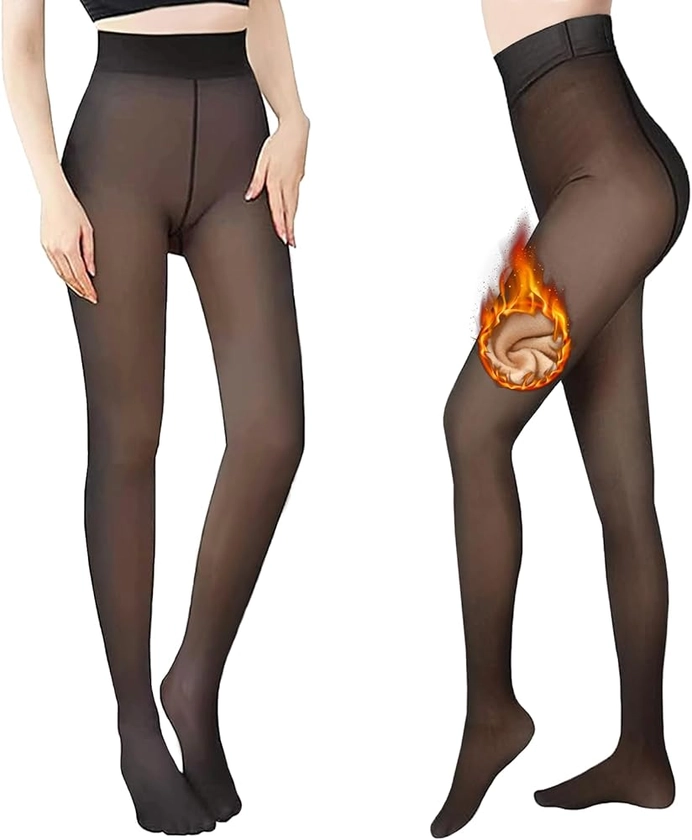 220g More Warmth Black Tights for Women Fleece Lined Tights High Waist Sexy Opaque Thermal Tights Party Stockings