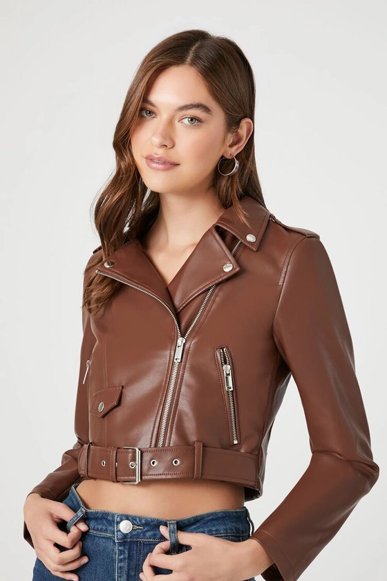 Faux Leather Cropped Moto Jacket | Forever 21