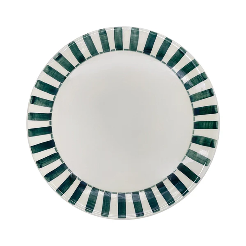 Dinner Plate in Green, Stripes