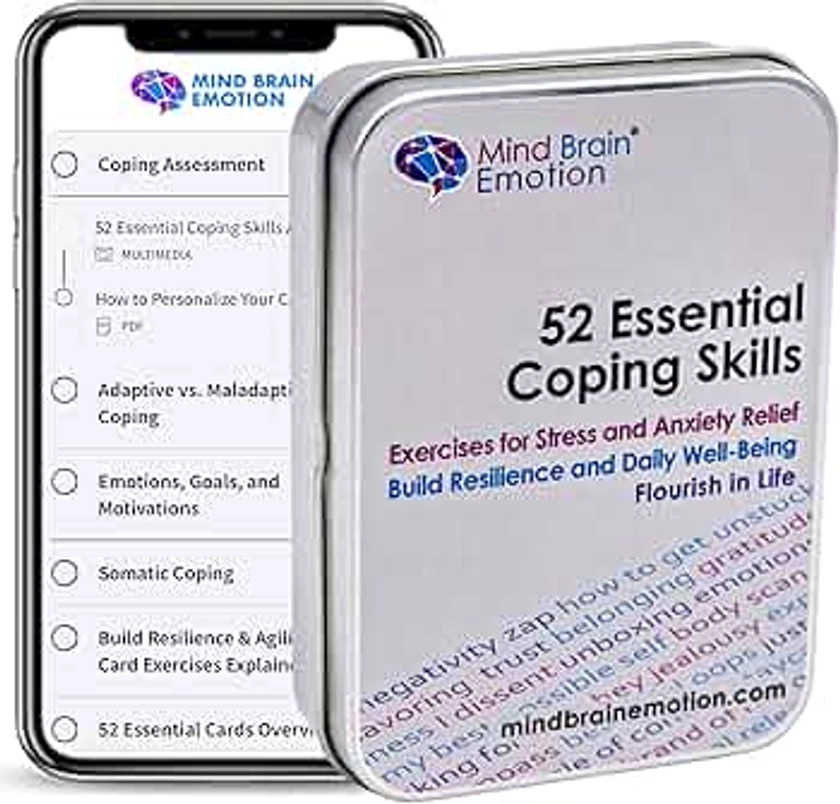 52 Essential Coping Skills Cards - Self Care Exercises for Stress and Social Anxiety Relief - Resilience, Emotional Agility, Confidence Therapy Games for Teens, Adults by Harvard Educator