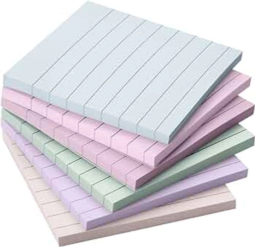 Mr. Pen- Lined Sticky Notes 3x3, 6 Pads, 45 Sheet/Pads, Pastel Colors, Sticky Notes with Lines, Sticky Note Pads, Sticky Pads, Sticky Notes Lined, Colorful Sticky Notes, Mr Pen Sticky Notes