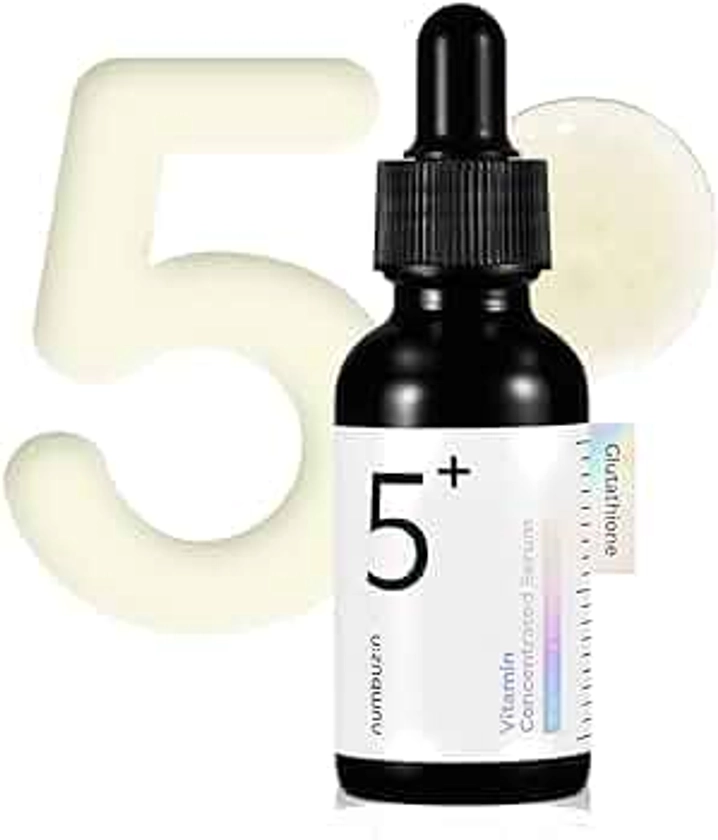 numbuzin No.5+ Vitamin Concentrated Serum | Glutathione & Vitamin Serum, Dark Spot, Korean Skincare 1.01fl.oz/30ml