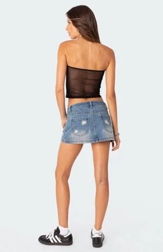 Edikted Distressed Denim Mini Skirt | PacSun