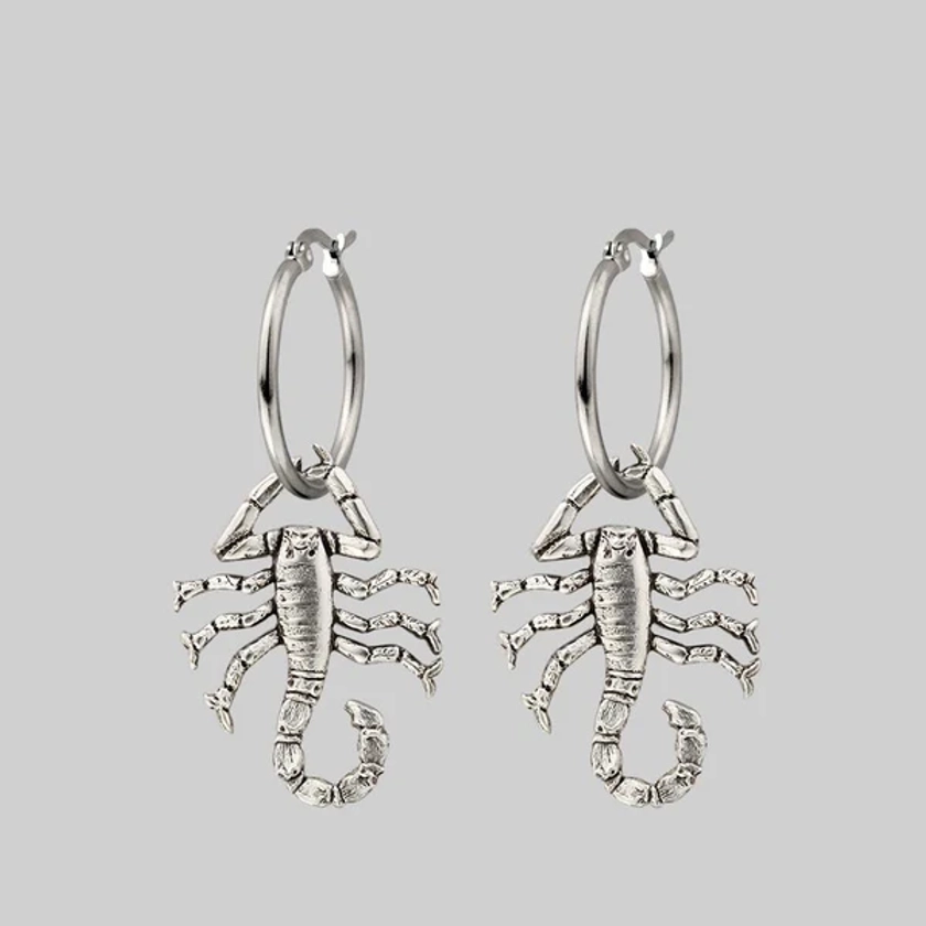 NOXIOUS. Scorpion Hoop Earrings - Silver