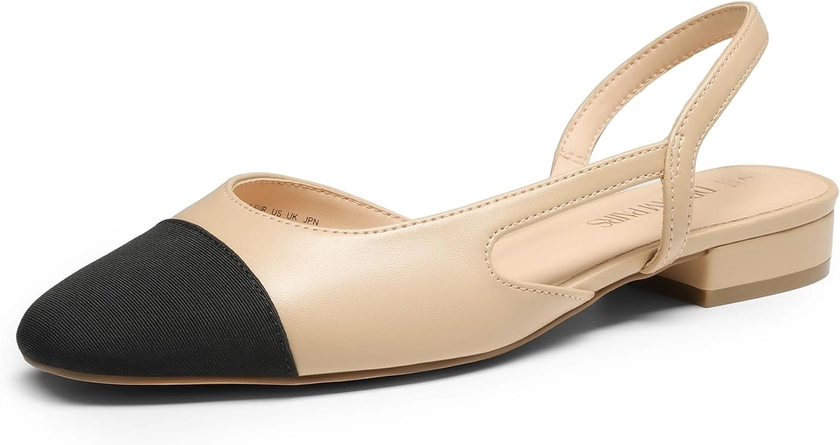 Amazon.com | DREAM PAIRS Women's Slingback Flats, Square Toe Flats for Women Dressy Casual Work Office Party, Low Heel Dress Shoes for Women,SDFA2415W,Nude,Size 8 | Flats