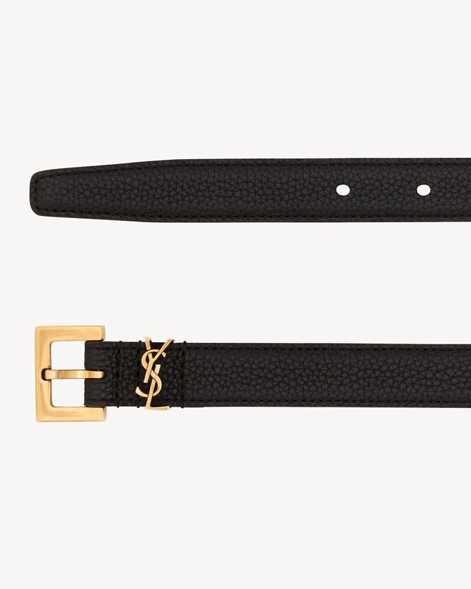 CASSANDRE THIN BELT WITH SQUARE BUCKLE IN GRAINED LEATHER | Saint Laurent | YSL.com