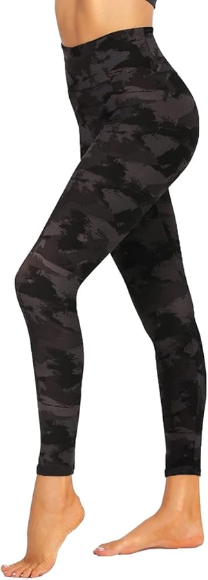 ZOOSIXX High Waisted Leggings for Women - Tummy Control Soft Opaque Printed Pants with Camo, Leopard for Workout Skating