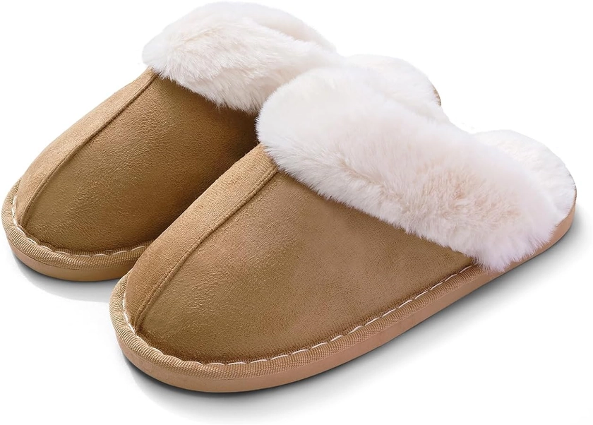 Slippers Women Gifts Ladies Fluffy:Women's Slippers Cozy Memory Foam House Mens Slippers,Fluffy Wool-Like Ladies Slippers,Plush Fleece Lined Shoes for Home Outdoor,Christmas Gifts for Women Men