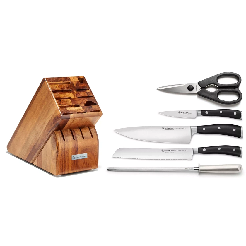 Wüsthof Classic Ikon 6-Piece Starter Knife Block Set, Acacia | Sur La Table