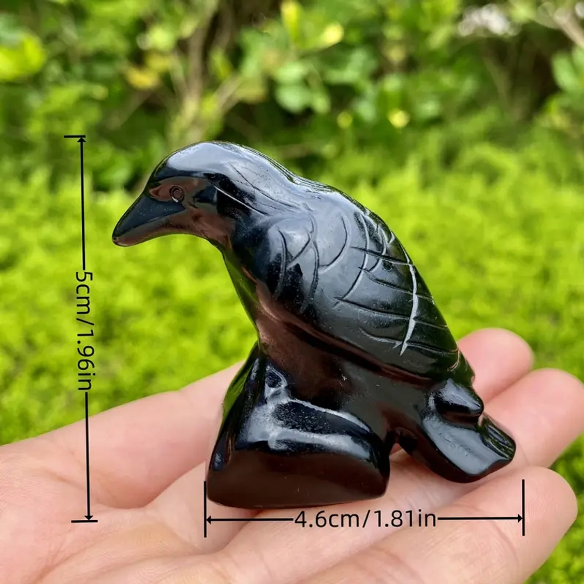 Hand Natural Crow Figurine Elegant Crystal - Temu