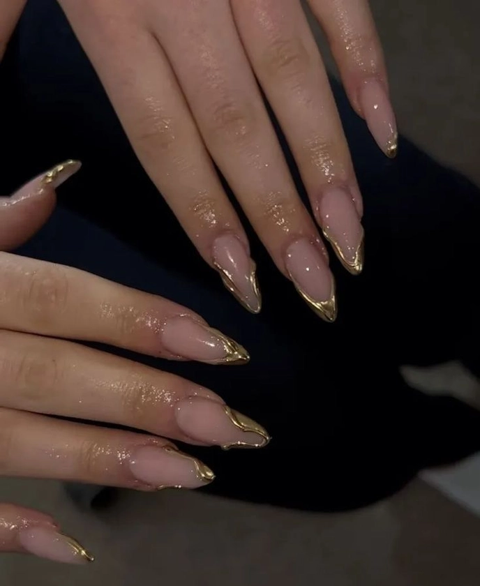 Nails inspo | Gold nails, Gel nails, Acrylic nails