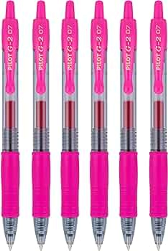 PILOT G2 Premium Refillable & Retractable Rolling Ball Gel Pens, 0.7mm Fine Point, Pink, 6-Pack
