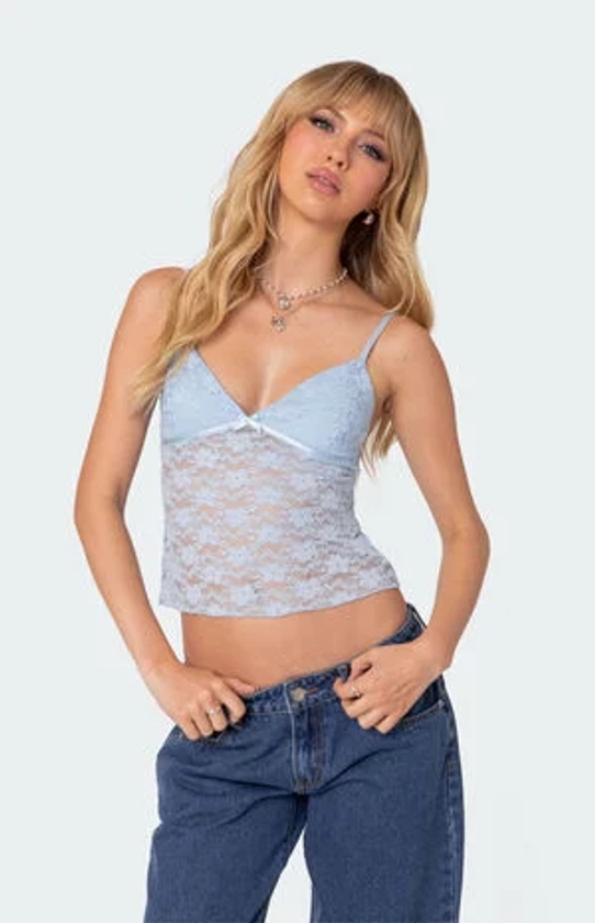 Edikted Eira Sheer Lace Tank Top | PacSun