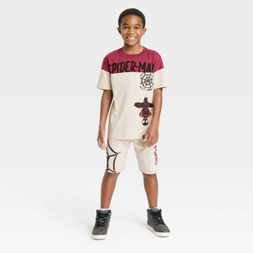 Boys' Marvel Spider-Man: Miles Morales x Nikkolas Smith 2pc Top and Shorts Set - Beige/Red S