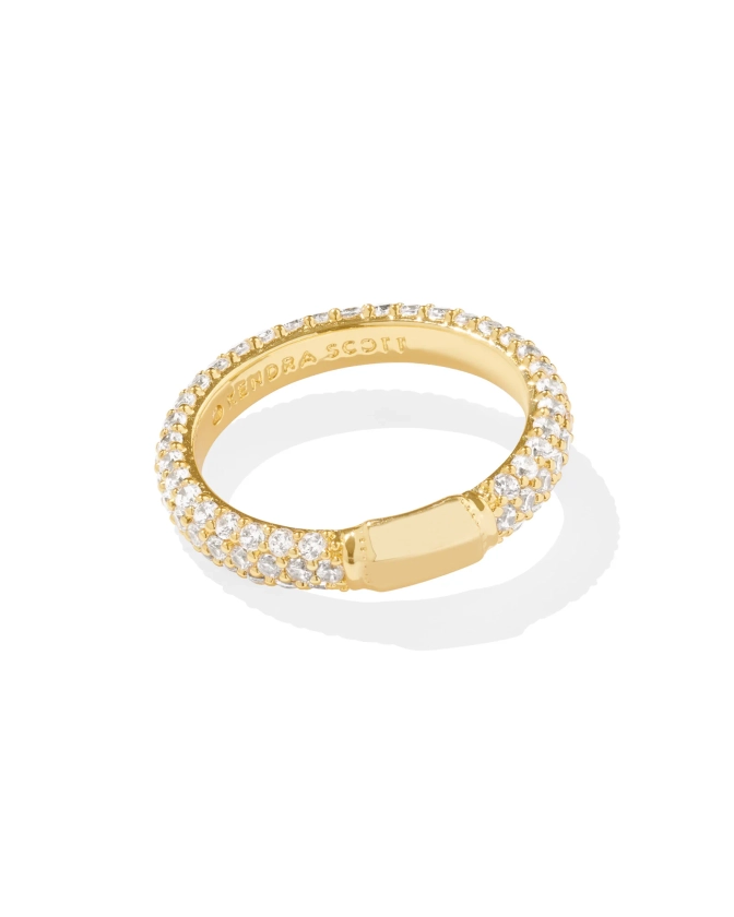 Emery Gold Band Ring in White Crystal | Kendra Scott