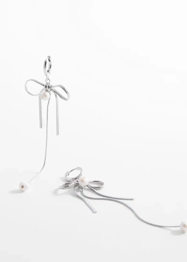 Pearl bow earings - Women | Mango United Kingdom