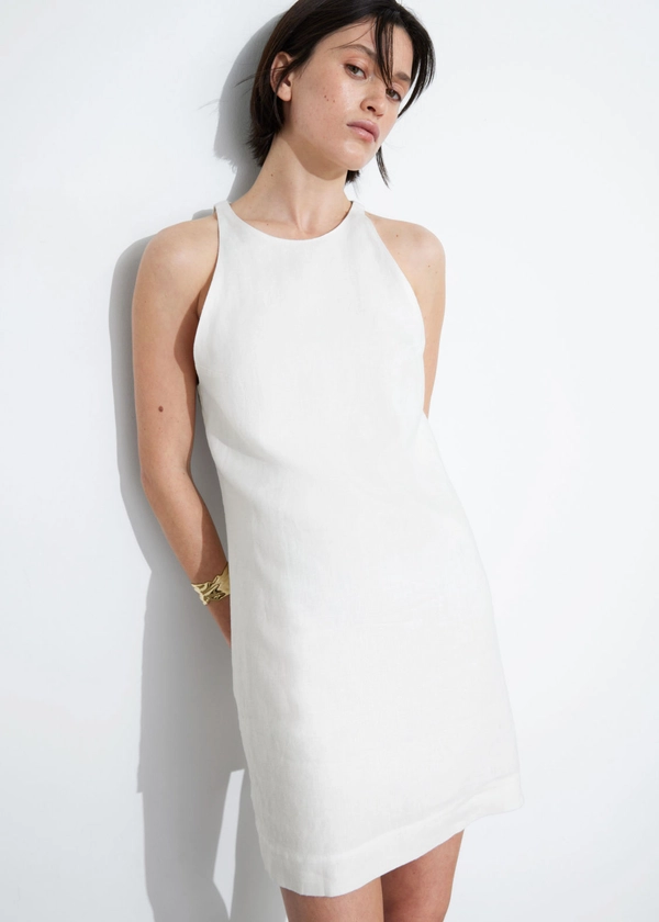 Robe trapèze en lin - Blanc - Mini dresses - & Other Stories FR