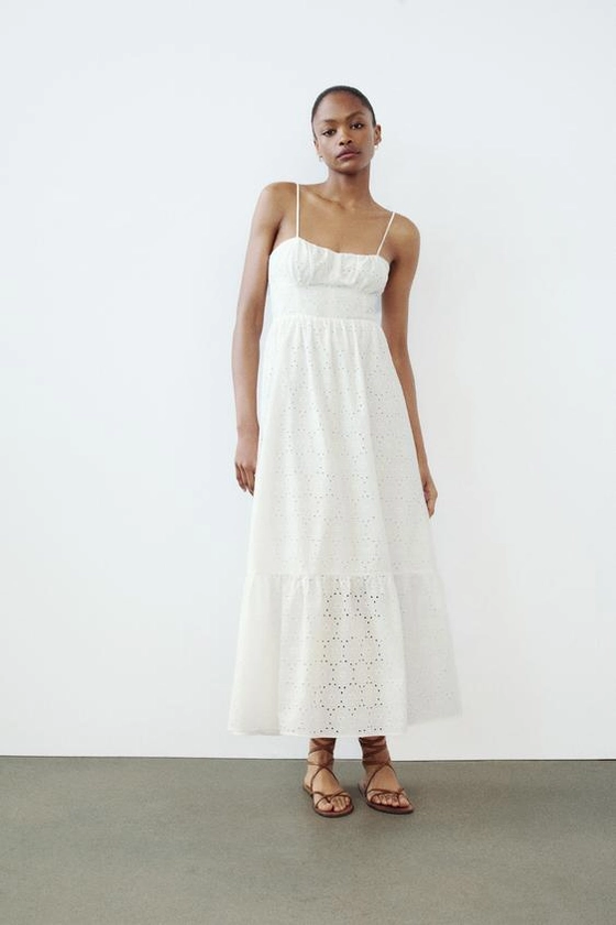 CUTWORK EMBROIDERY MIDI DRESS