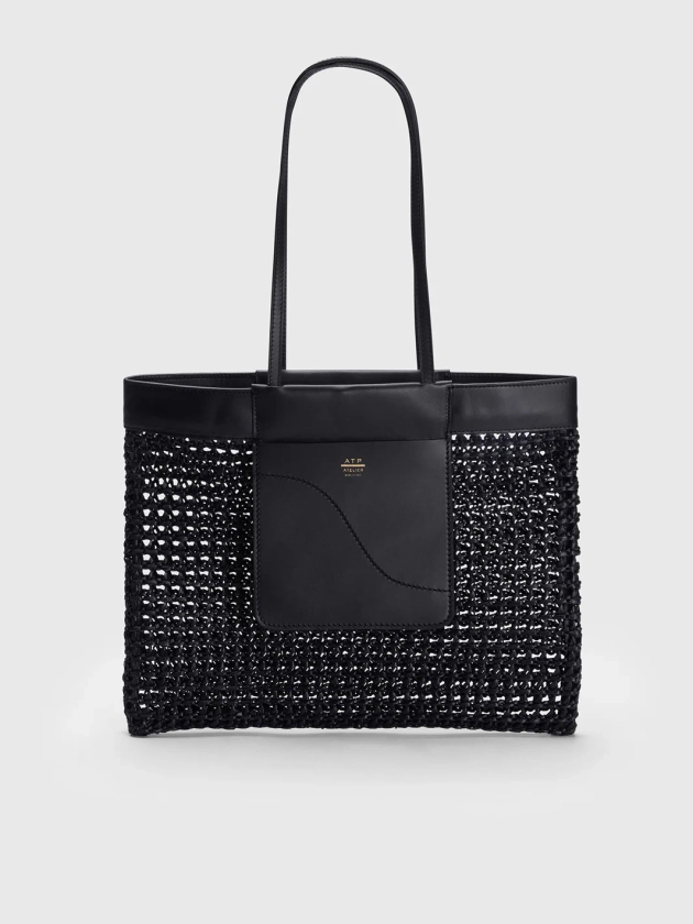 Margani Black Raffia/Leather Tote bag
