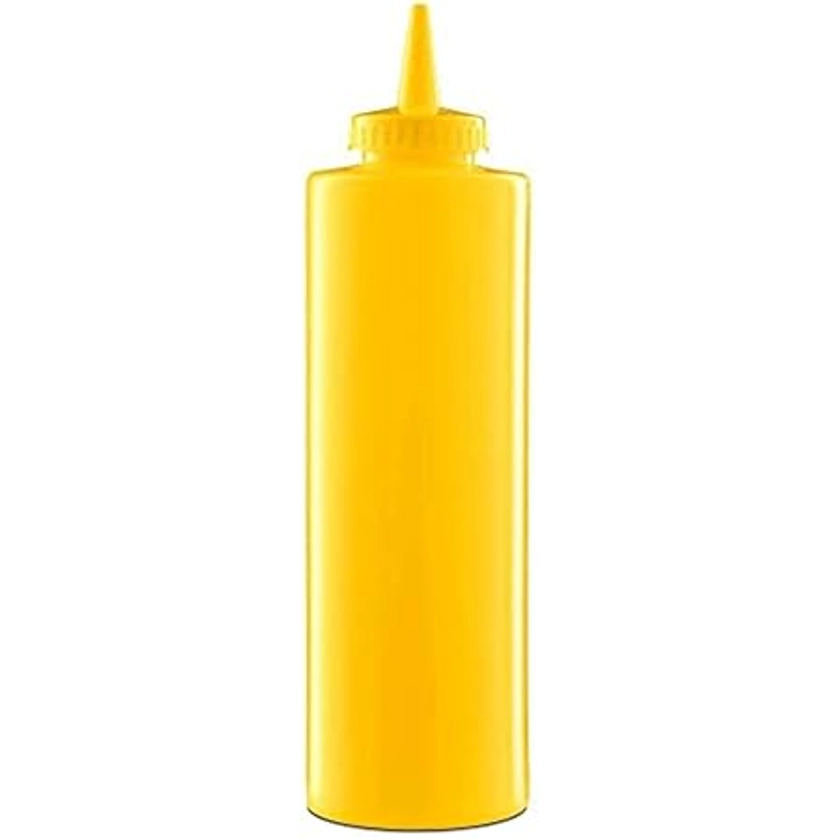 HENDI Flacon distributeur, bouteille à condiments et à sauces, réutilisable, recipient à presser, ketchup, moutarde, huile d'olive, vinaigrettes, mousses, 0,35L, ø55x(H)205mm, jaune, PET