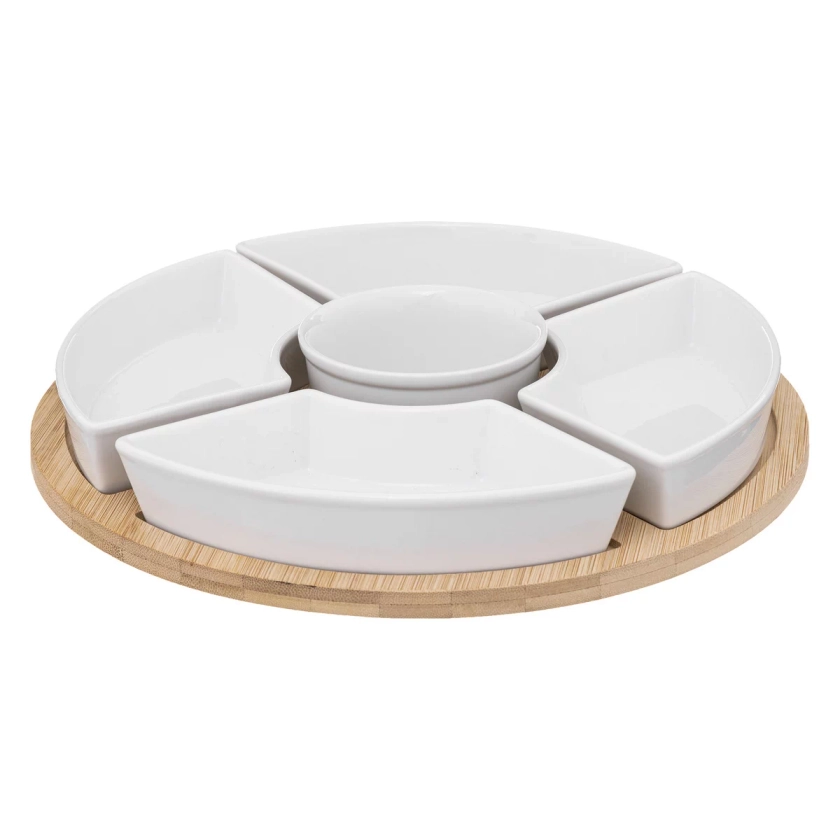 SET APERITIF BAMBOU BLANC ROND X6 PIECES