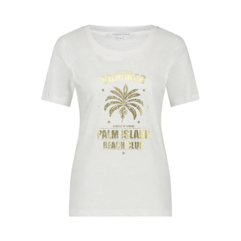 metallic T-shirt met printopdruk wit/goud