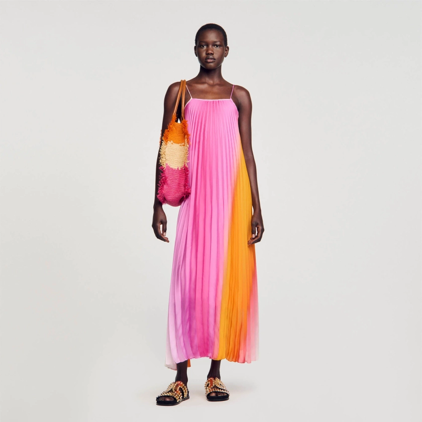 Sunray-pleated maxi dress | Sandro UK