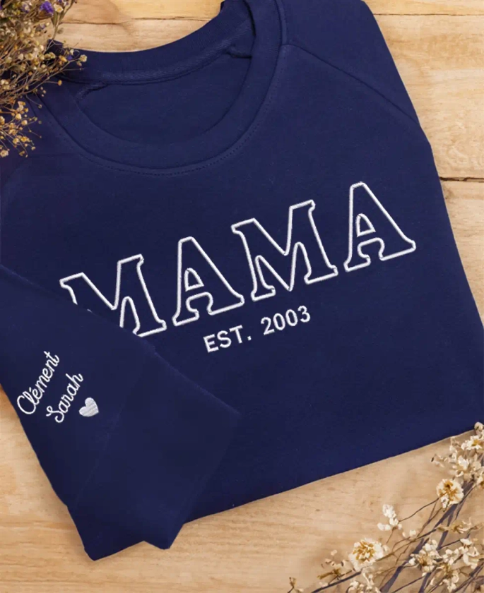 Sweatshirt femme Mama et prénoms brodés | Monsieur TSHIRT