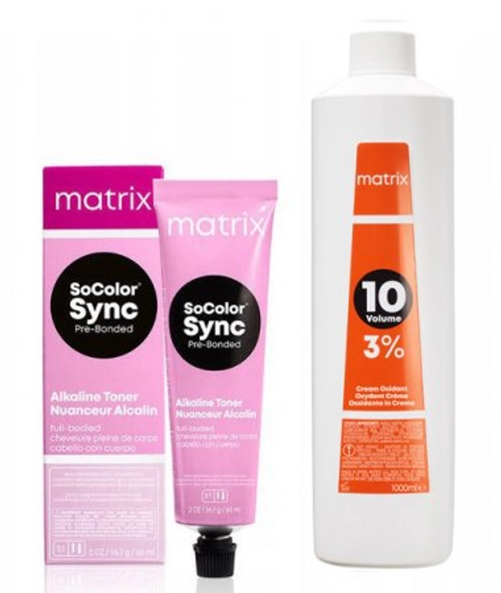 Matrix SoColor Sync Pre-Bonded, zestaw do koloryzacji: toner + oxydant 90ml - Hairstore.pl