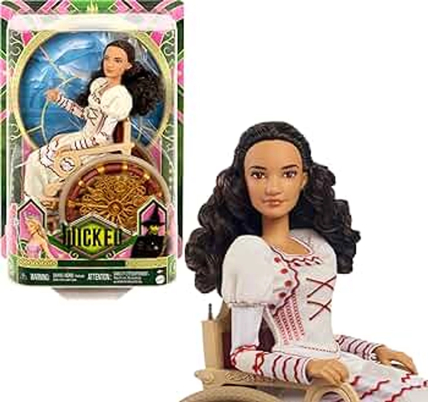 Mattel Universal Wicked Nessarose Fashion Doll & Accessories, Including Wheelchair, with Brown Curly Hair, Possibility & Removable Ballroom Look