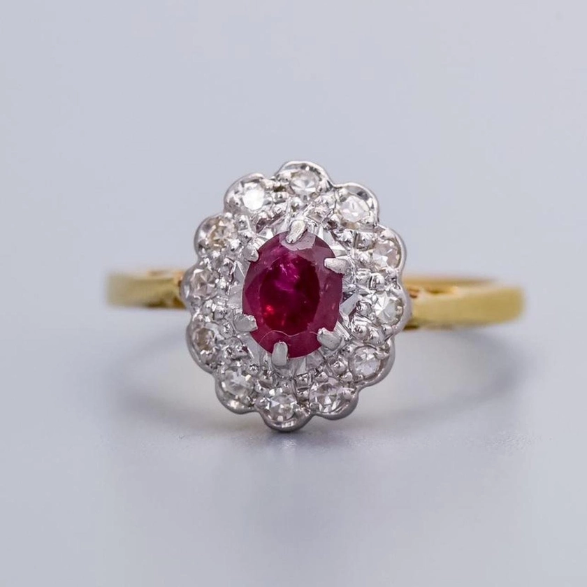 18K Gold Edwardian Ruby and Diamond Ring — Don Laurence Jewellery