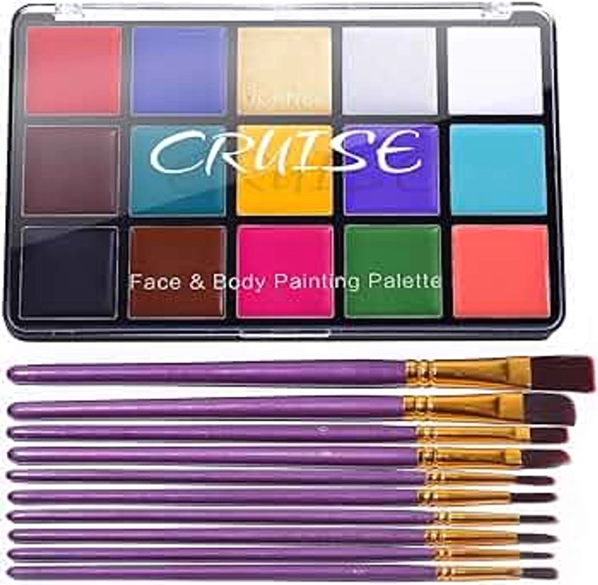 UCANBE 15 Colors Painting Palette Makeup Kit with 10 Pcs Professional Artist Brushes (Classic)