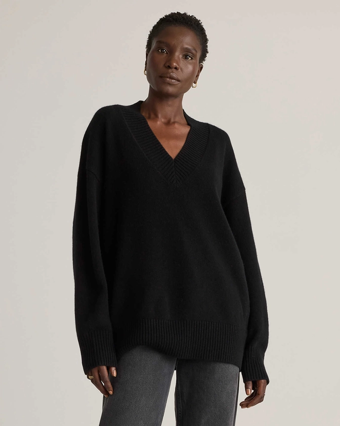 Mongolian Cashmere Oversized V-Neck Sweater 