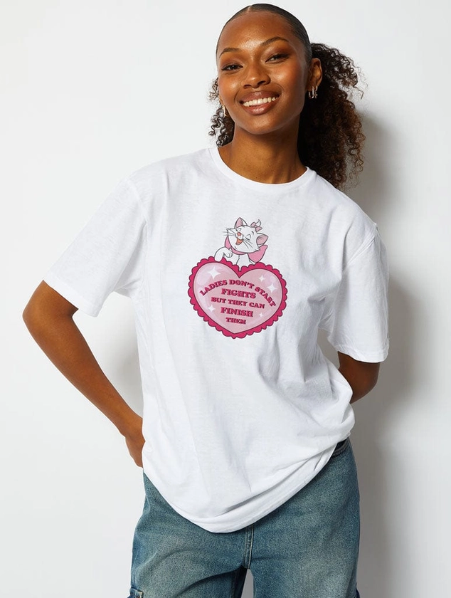 Disney Marie Heart T-Shirt in White