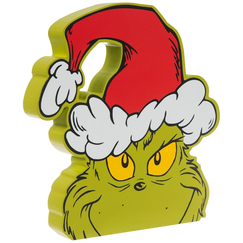 Santa Hat Grinch Wood Decor