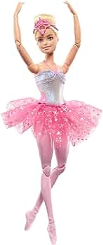 Barbie Dreamtopia Poupée Mannequin Ballerine, avec Lumières Scintillantes, Poupée Danseuse Blonde Articulée, avec Diadème Et Tutu Rose, Jouet pour Enfant de 3 Ans et Plus, HLC25