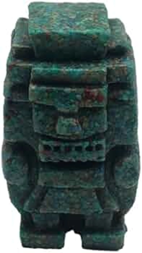 Figura de piedra de malaquita verde de 2.3 pulgadas maya azteca Dios de la lluvia hecha a mano de Tlaloc Teotihuacan Decor México mitología artística