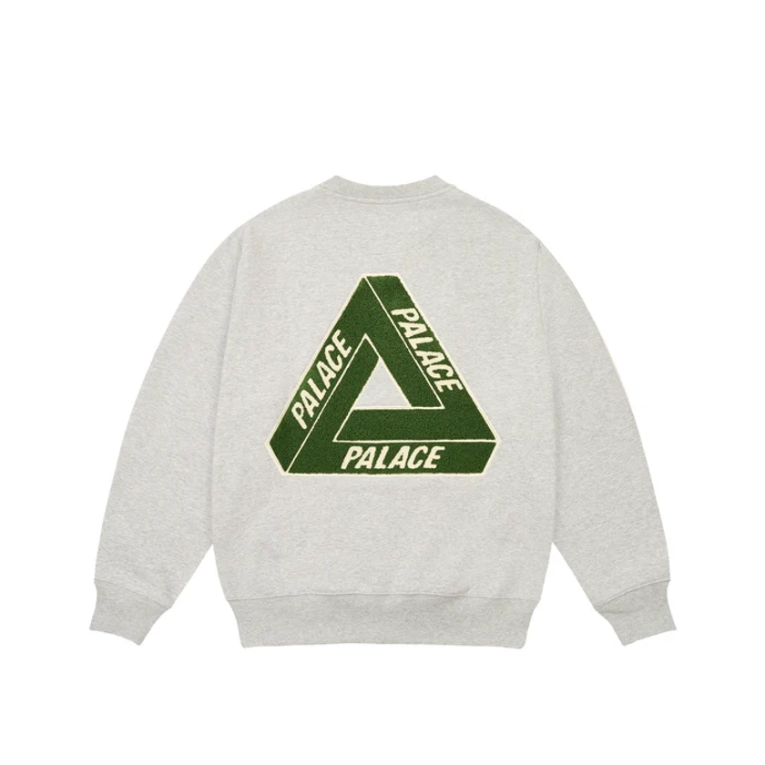 CHENILLE TRI-FERG CREW GREY MARL | PALACE SKATEBOARDS