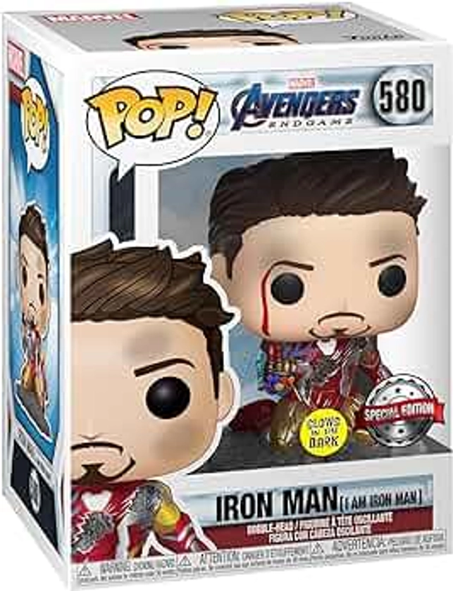 Funko Pop! Marvel: Marvel Avengers Endgame - I Am Iron Man - Metallic - Glow In The Dark - Figurine en Vinyle à Collectionner - Idée de Cadeau - Produits Officiels - Movies Fans