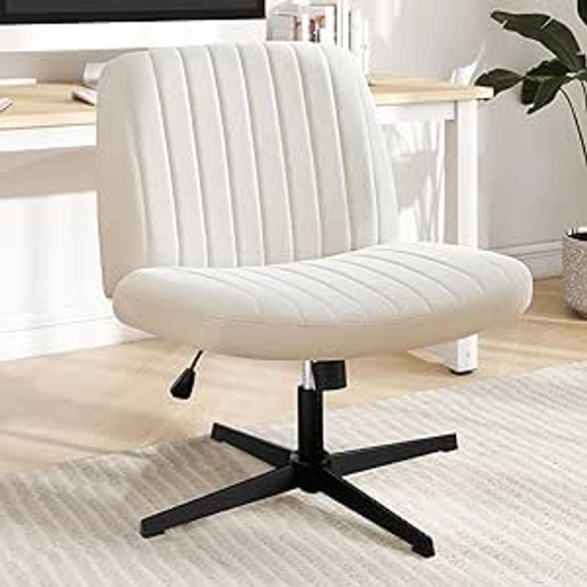 Amazon.com: DUMOS Cirss Cross Chair Legged Office Wide Comfy Desk Seat, No Wheels Armless Computer Task Seating, Swivel Vanity Home Height Adjustable : Home & Kitchen