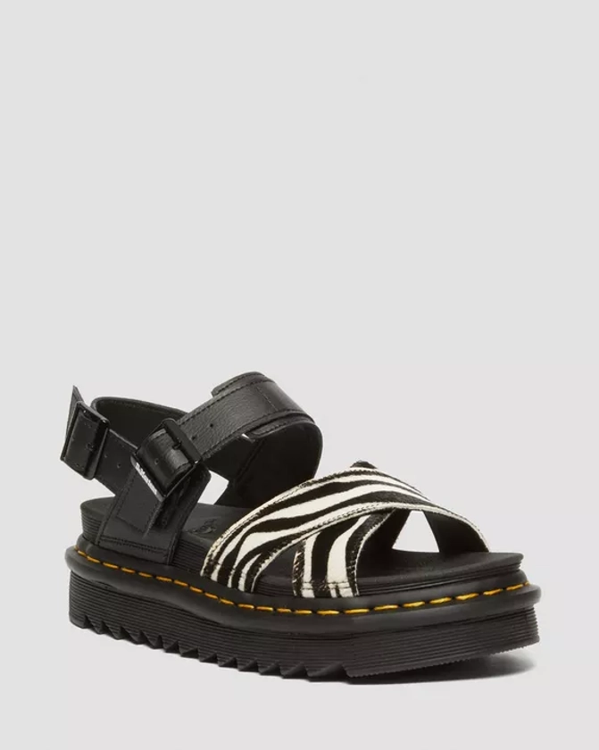 DR MARTENS Sandalias Voss II Hair-On con estampado de cebra