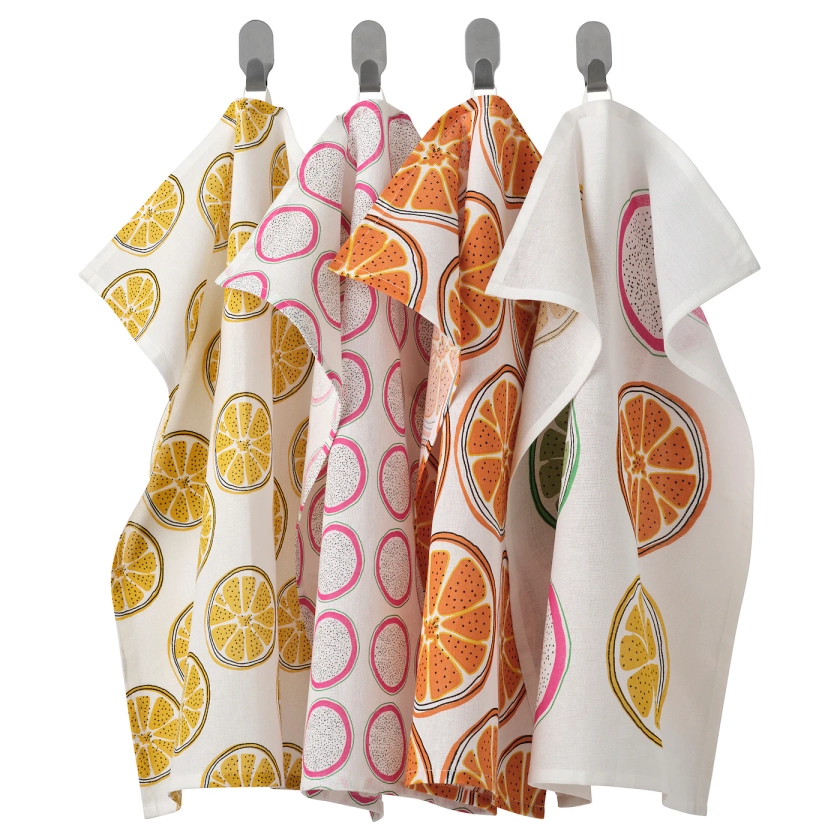 TORVFLY tea towel, patterned/orange, 45x60 cm - IKEA