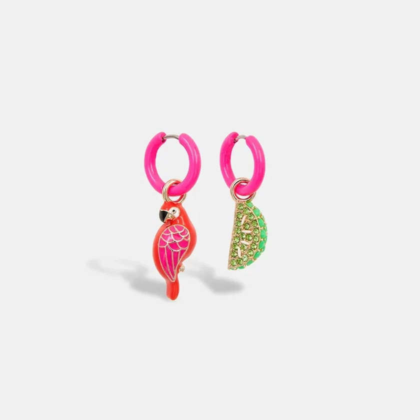 Farry Earrings with Charms in Hot Pink