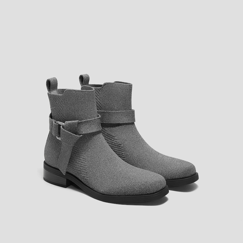 Square-Toe Ankle Biker Boots (Cailyn), Rich Grey, EU37.5 | VIVAIA