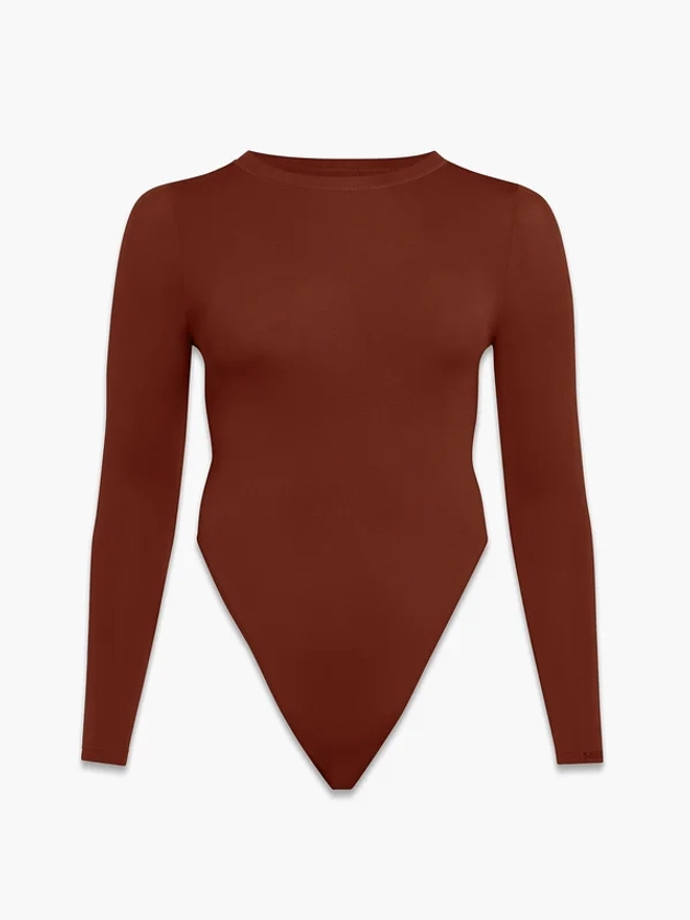 Seamless Long-Sleeve Bodysuit Teddy in Brown | SAVAGE X FENTY