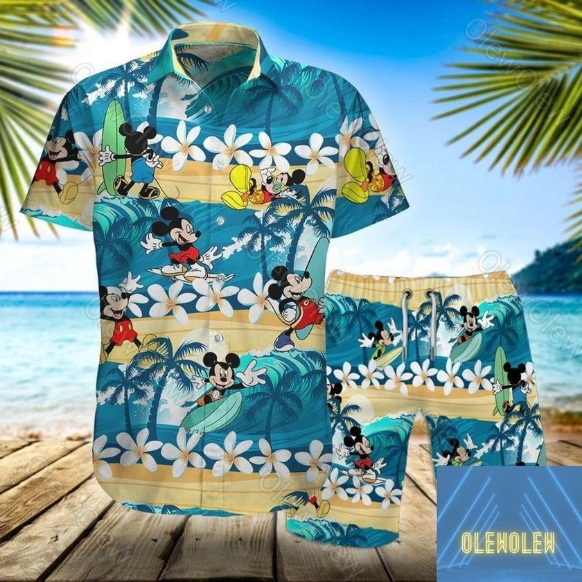 Disney Mickey Mouse Button Shirt And Shorts, Mickey Hawaiian Shirt by Benjamin Green | Printblur ™