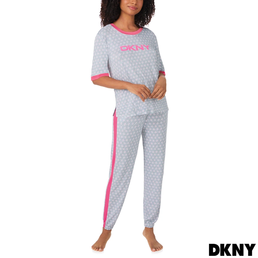 DKNY Ladies Short Sleeve Tee & Jogger Lounge Set in Grey ...